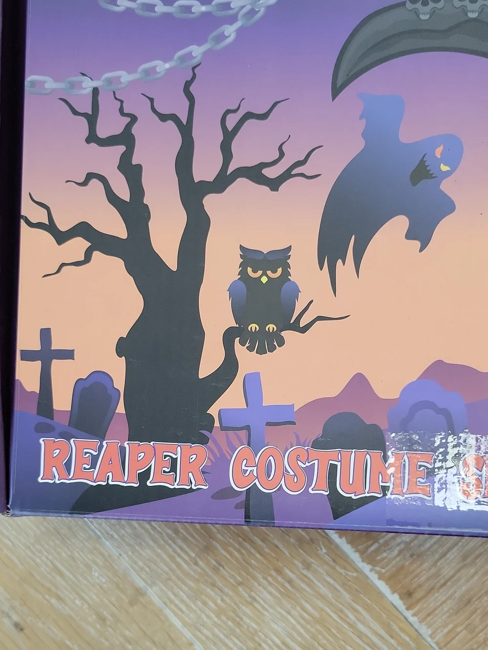 Kids Grim Reapet Costume Set Scythe Gloves Cloak Glasses Size Small NEW